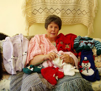 Sharon Schauf and her knitting